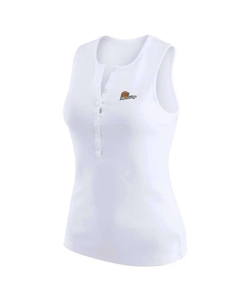 Wear by Erin Andrews Women's White Phoenix Mercury Rib-Knit Henley Tank Top