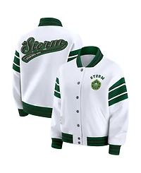 Wear by Erin Andrews Women's White/Green Wnba Full-Snap Fleece Sweatshirt Jacket