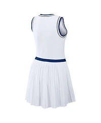 Wear by Erin Andrews Women's White Los Angeles Dodgers Zip-Front Pleated Tri-Blend Scoop Neck Tank Dress