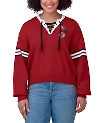 Wear by Erin Andrews Women's Scarlet San Francisco 49ers Lace-Up Sweater