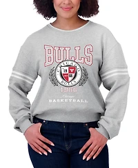 Wear by Erin Andrews Women's Heather Gray Chicago Bulls French Terry Pullover Sweatshirt