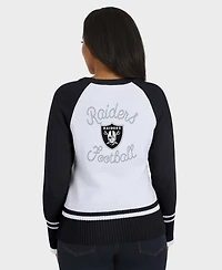 Wear by Erin Andrews Women's White/Black Las Vegas Raiders Color block Raglan Sweater