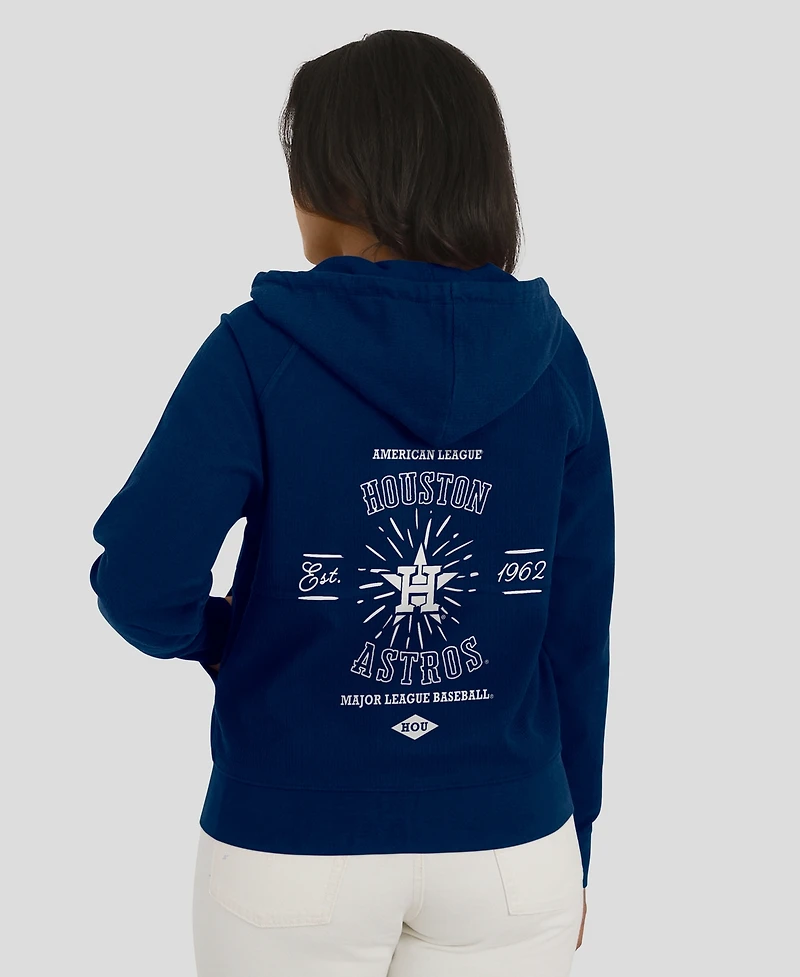 Wear by Erin Andrews Women's Navy Houston Astros Vintage Full-Zip Raglan Hoodie