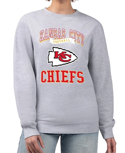 G-iii 4Her by Carl Banks Women's Heather Gray Kansas City Chiefs Team Logo Graphic Tri-Blend Pullover Sweatshirt
