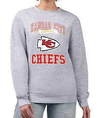 G-iii 4Her by Carl Banks Women's Heather Gray Kansas City Chiefs Team Logo Graphic Tri-Blend Pullover Sweatshirt