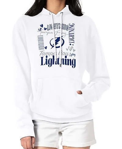 G-iii 4Her by Carl Banks Women's White Tampa Bay Lightning Collage Team Graphic Tri-Blend Fleece Pullover Hoodie
