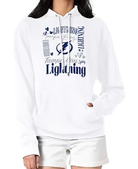 G-iii 4Her by Carl Banks Women's White Tampa Bay Lightning Collage Team Graphic Tri-Blend Fleece Pullover Hoodie