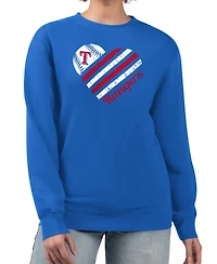 G-iii 4Her by Carl Banks Women's Royal Texas Rangers Heart Logo Fleece Pullover Sweatshirt