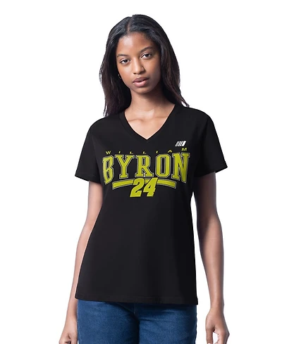 G-iii 4Her by Carl Banks Women's Black William Byron Cheer Dance V-Neck T-Shirt