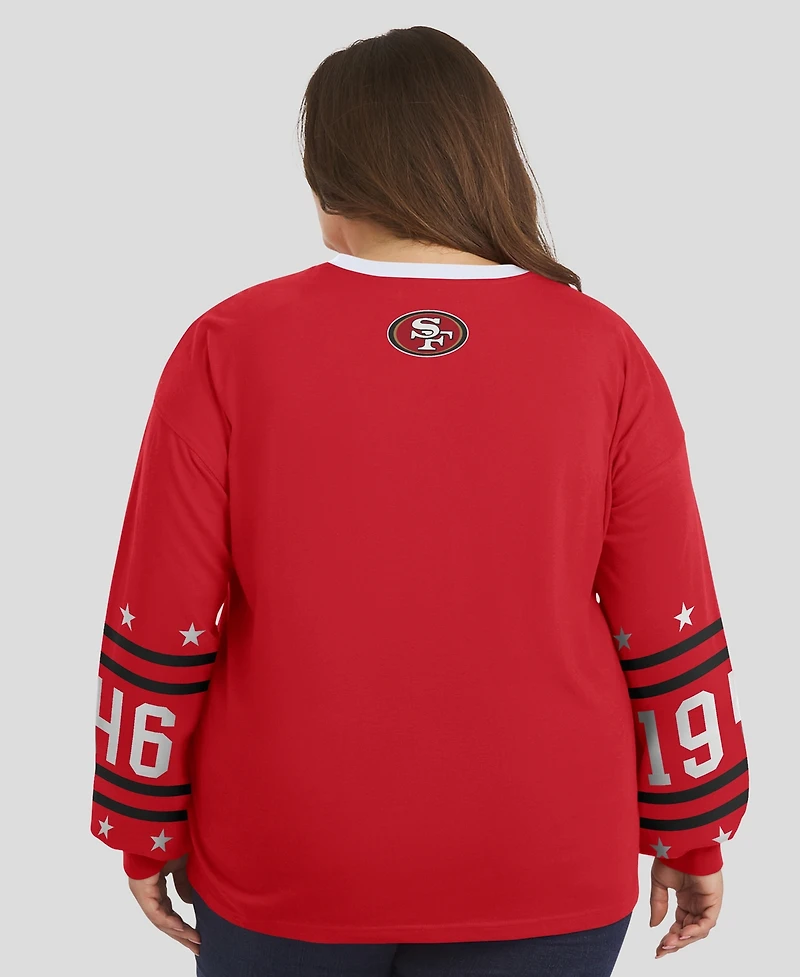 Wear by Erin Andrews Women's Scarlet San Francisco 49ers Plus Sport Long-Sleeve T-Shirt