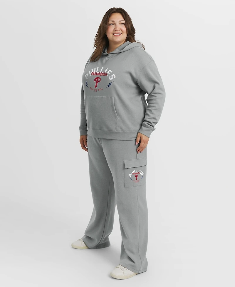 Wear by Erin Andrews Women's 2-Piece Gray Philadelphia Phillies Plus Waffle-Knit Long-Sleeve Hoodie & Lounge Pant Set