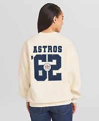 Wear by Erin Andrews Women's Cream Houston Astros Heavyweight Crew Neck Sweatshirt