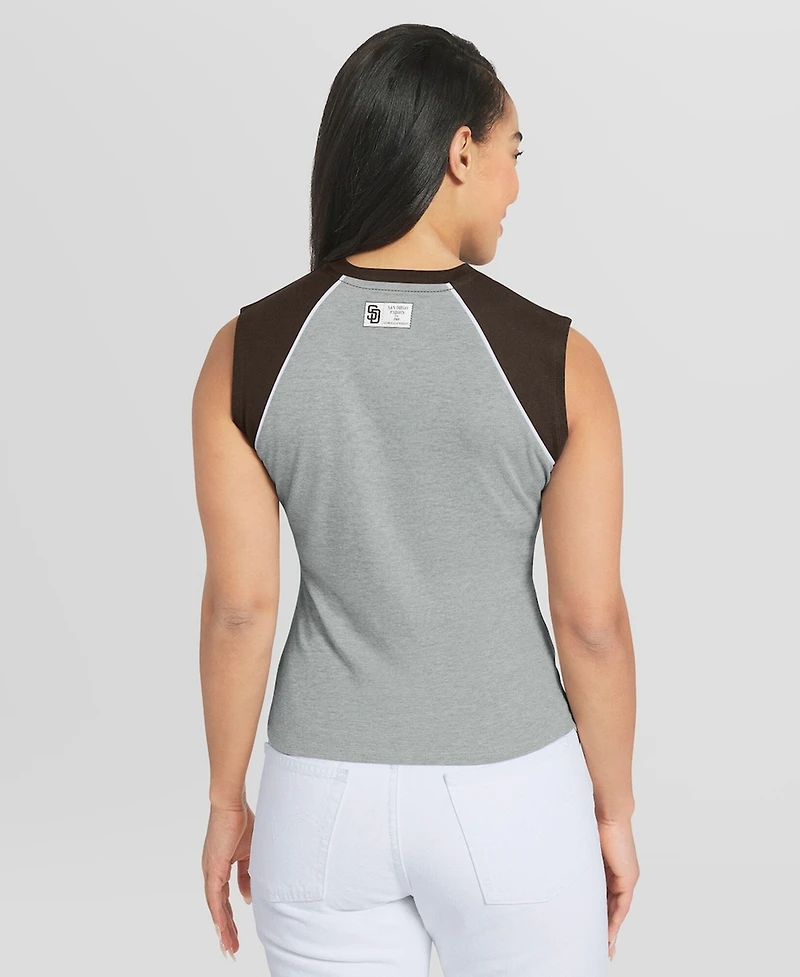 Wear by Erin Andrews Women's Heather Gray San Diego Padres Cropped Raglan Tank Top