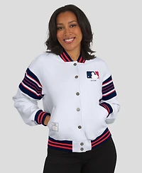 Wear by Erin Andrews Women's White Mlb Merchandise Full-Snap Fleece Sweatshirt Jacket