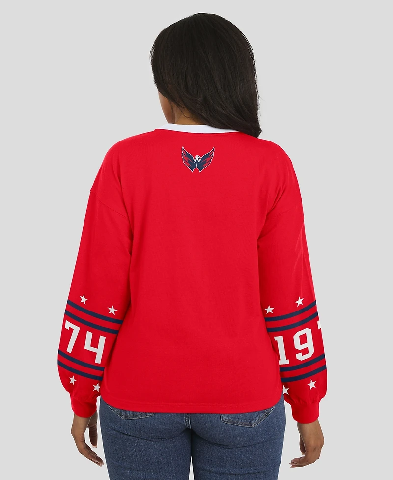 Wear by Erin Andrews Women's Red Washington Capitals Long-Sleeve Sport T-Shirt