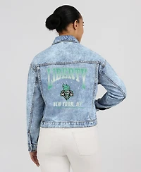 Wear by Erin Andrews Women's Blue New York Liberty Full-Snap Denim Jacket