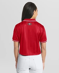 Wear by Erin Andrews Women's Scarlet San Francisco 49ers Cropped Jersey Polo Shirt