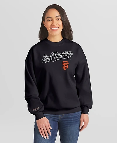 Wear by Erin Andrews Women's Black San Francisco Giants Heavyweight Crew Neck Sweatshirt