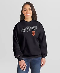 Wear by Erin Andrews Women's Black San Francisco Giants Heavyweight Crew Neck Sweatshirt