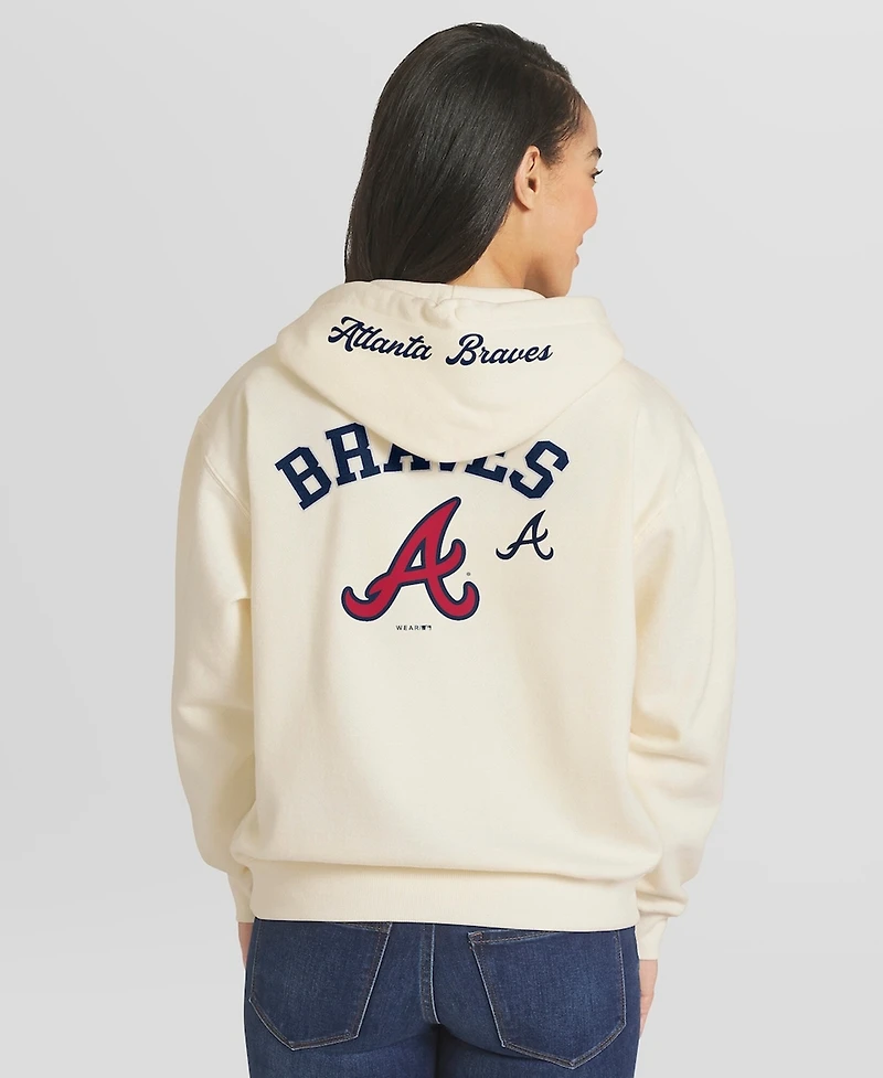 Wear by Erin Andrews Women's Cream Atlanta Braves Full-Zip Hoodie
