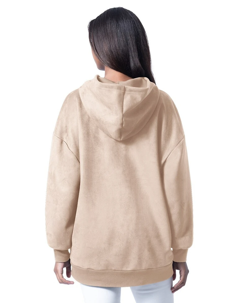 G-iii 4Her by Carl Banks Women's Cream Seattle Seahawks Best Hitter Oversized Tunic Pullover Hoodie