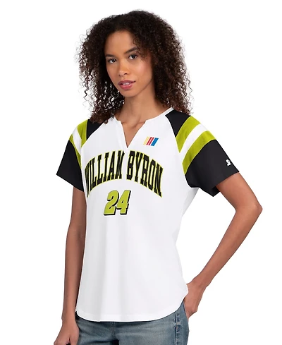 G-iii 4Her by Carl Banks Women's White William Byron Game On Raglan Notch Neck T-Shirt