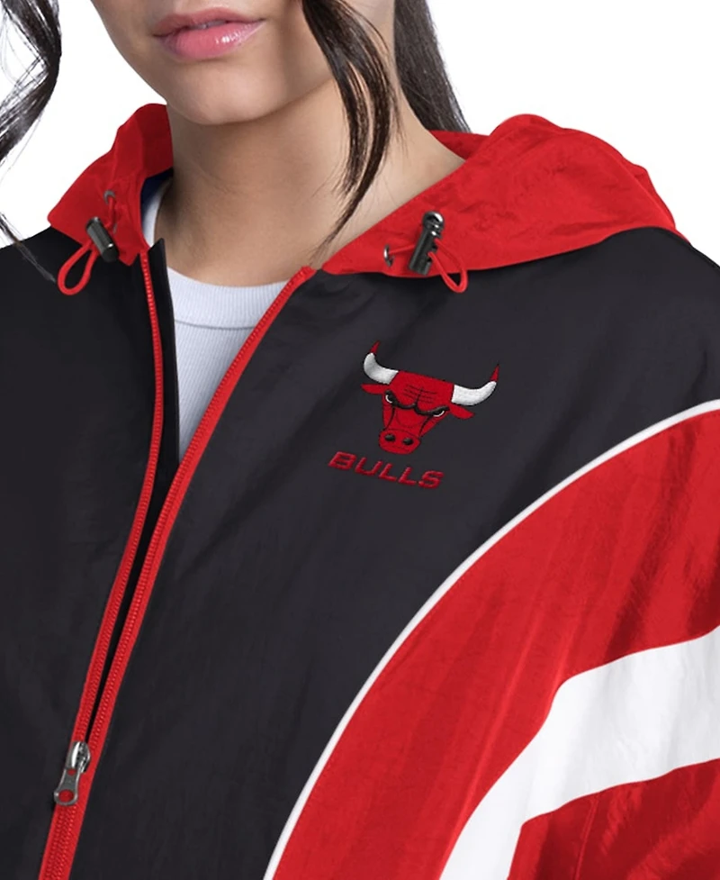 G-iii 4Her by Carl Banks Women's Red/Black Chicago Bulls Quarterback Lightweight Oversized Full-Zip Jacket