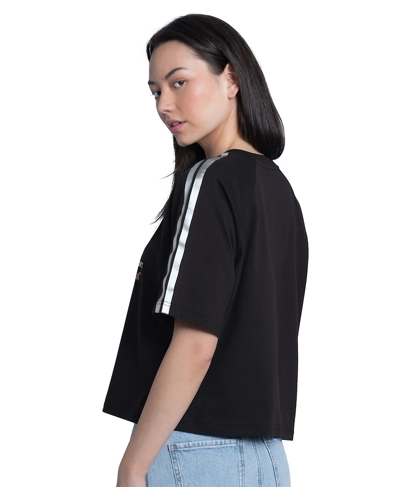G-iii 4Her by Carl Banks Women's Black Detroit Tigers Classic Play Cropped Raglan T-Shirt