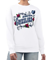G-iii 4Her by Carl Banks Women's White Memphis Grizzlies Roses Fleece Tri-Blend Sweatshirt
