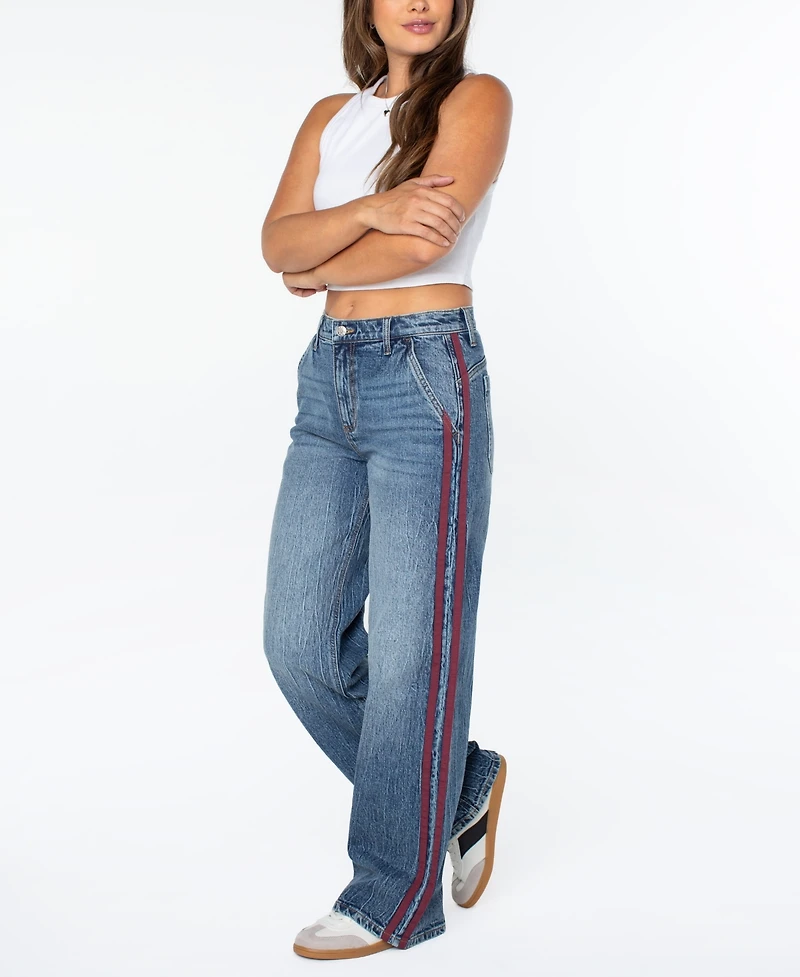 Celebrity Pink Juniors' Side-Striped Wide-Leg Jeans