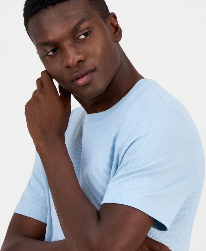 Alfani Men's Short-Sleeve Textured Mercerized T-Shirt, Macy's Exclusive
