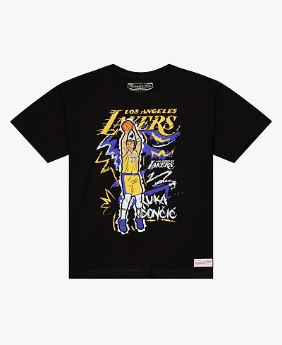 Mitchell & Ness Men's Luka Doncic Black Los Angeles Lakers Chalked Up T-Shirt