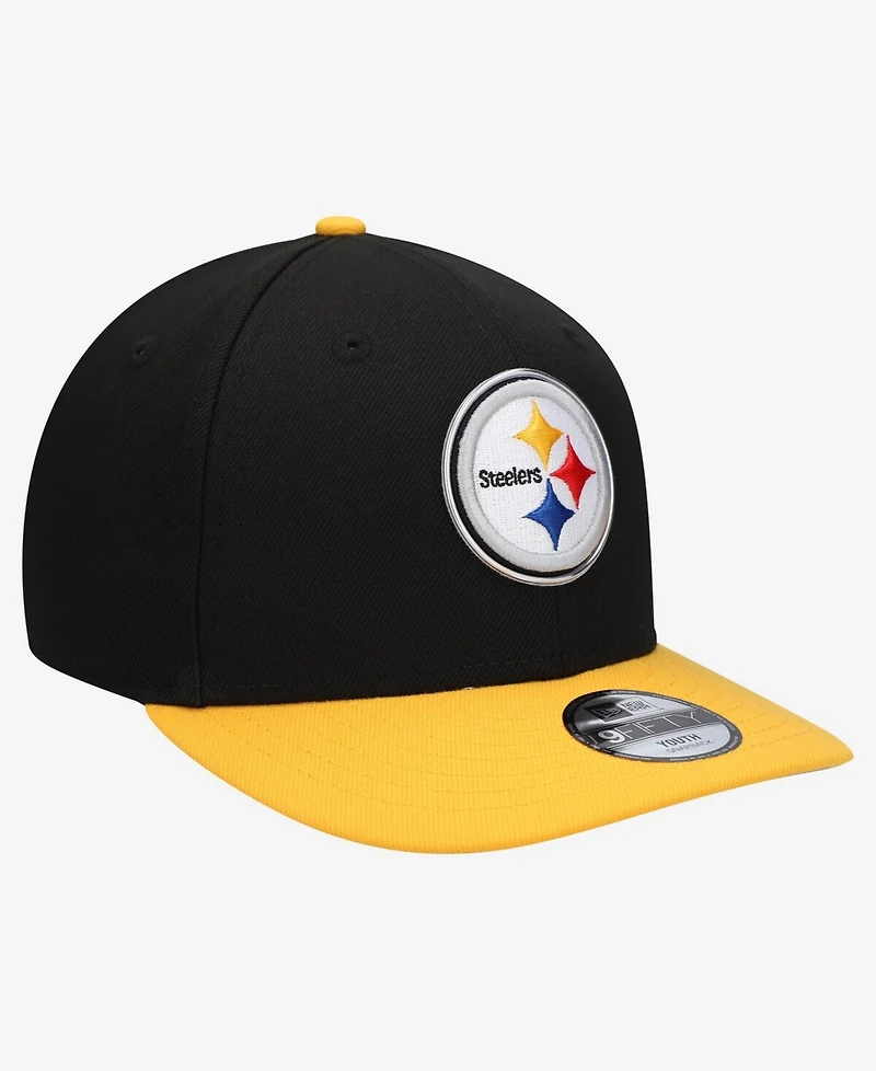 New Era Big Boys and Girls Black/Gold Pittsburgh Steelers 2026 Nfl Draft Pre-Curved 9FIFTY Snapback Hat