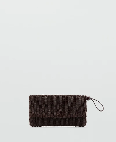 Mango Women's Natural-Fiber Flap Pouch