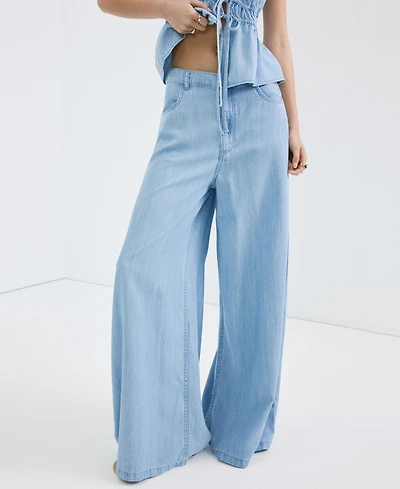 Mango Women's Mid-Rise Palazzo Jeans