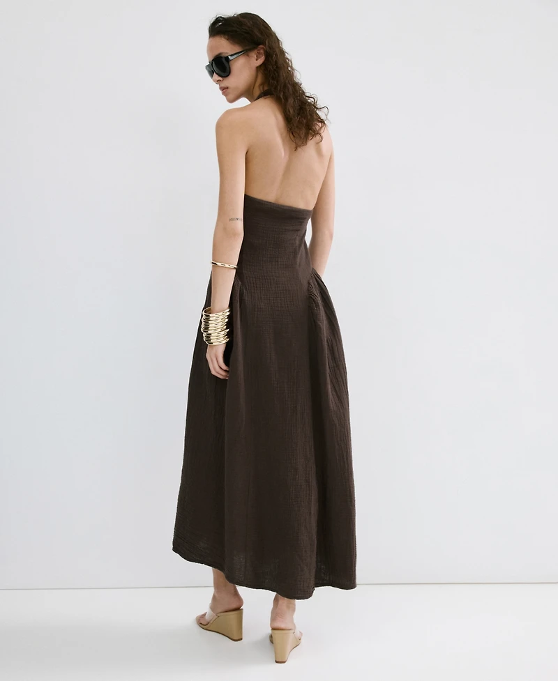 Mango Women's Open-Back Gauze Dress