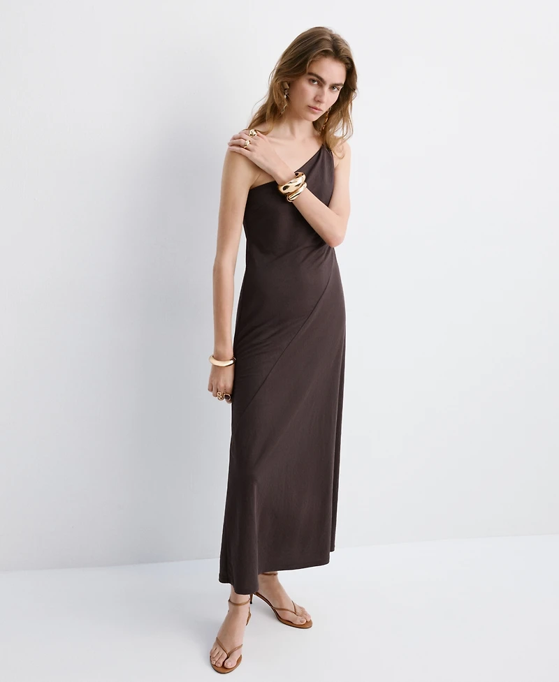 Mango Women's Gathered Strap Asymmetrical Dress