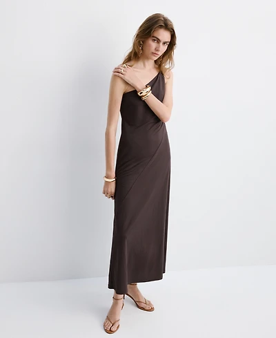 Mango Women's Gathered Strap Asymmetrical Dress