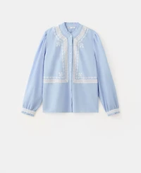 Mango Women's Gathered Details Embroidered Shirt