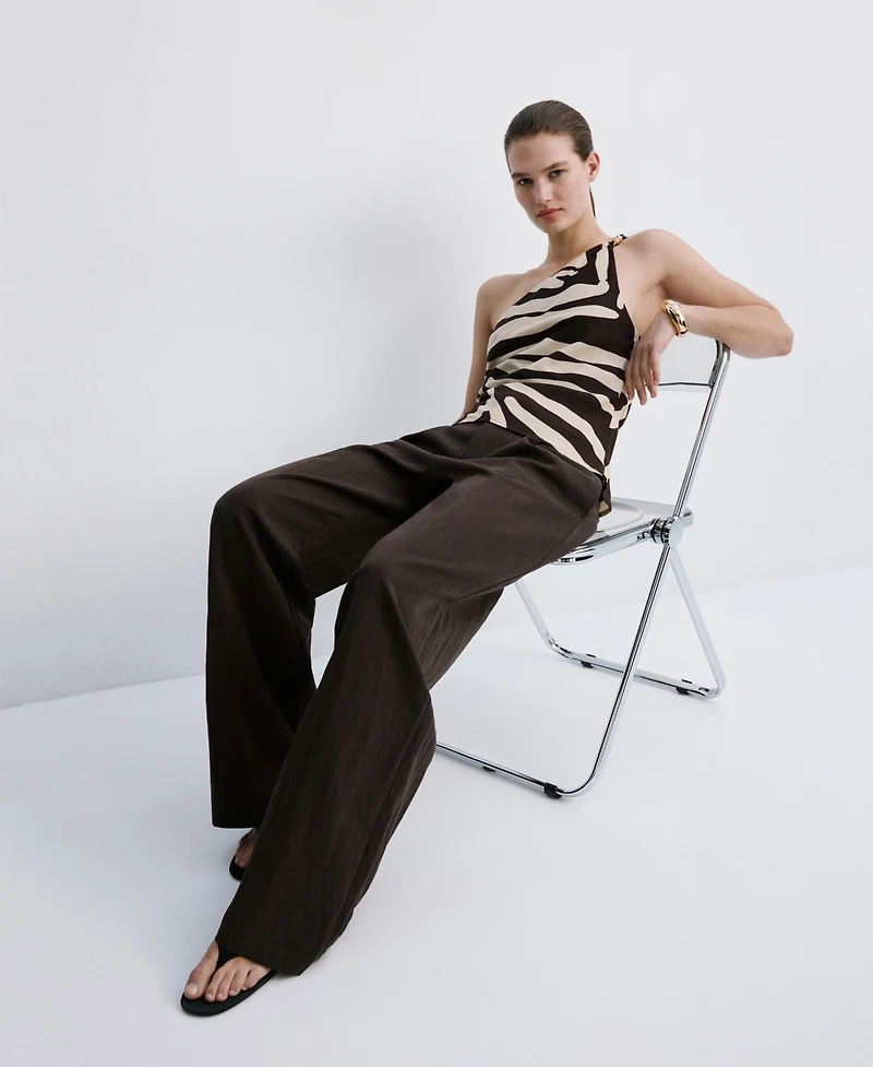 Mango Women's Asymmetric Printed Top