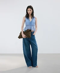 Mango Women's Contrasting Trim Lyocell Top
