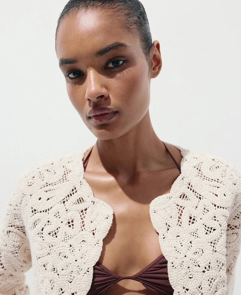 Mango Women's Lace Details Knitted Jacket