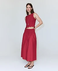Mango Women's Shirred Waist Lyocell Skirt