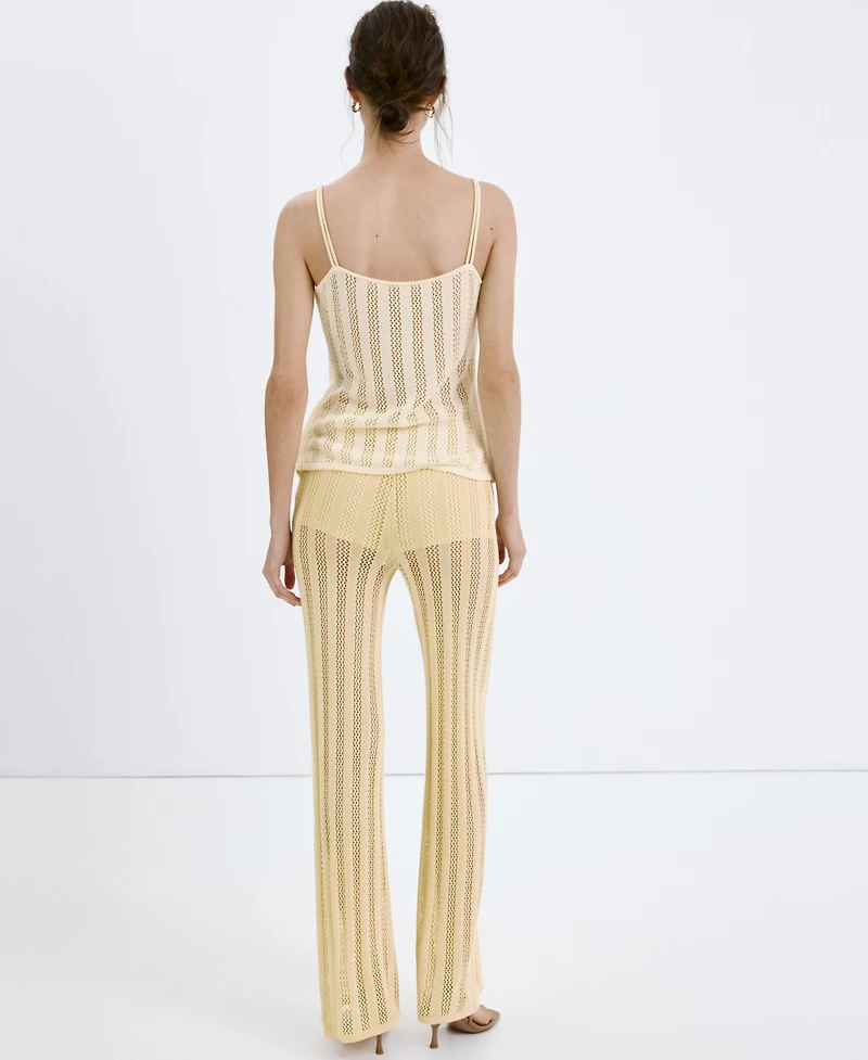 Mango Women's Wide-Leg Lace Knit Pants