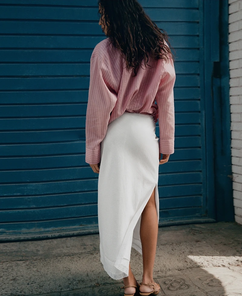 Mango Women's Lace Details Linen Skirt