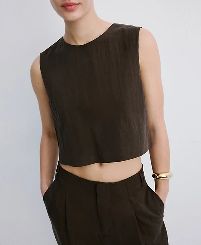 Mango Women's Back Buttons Lyocell Top