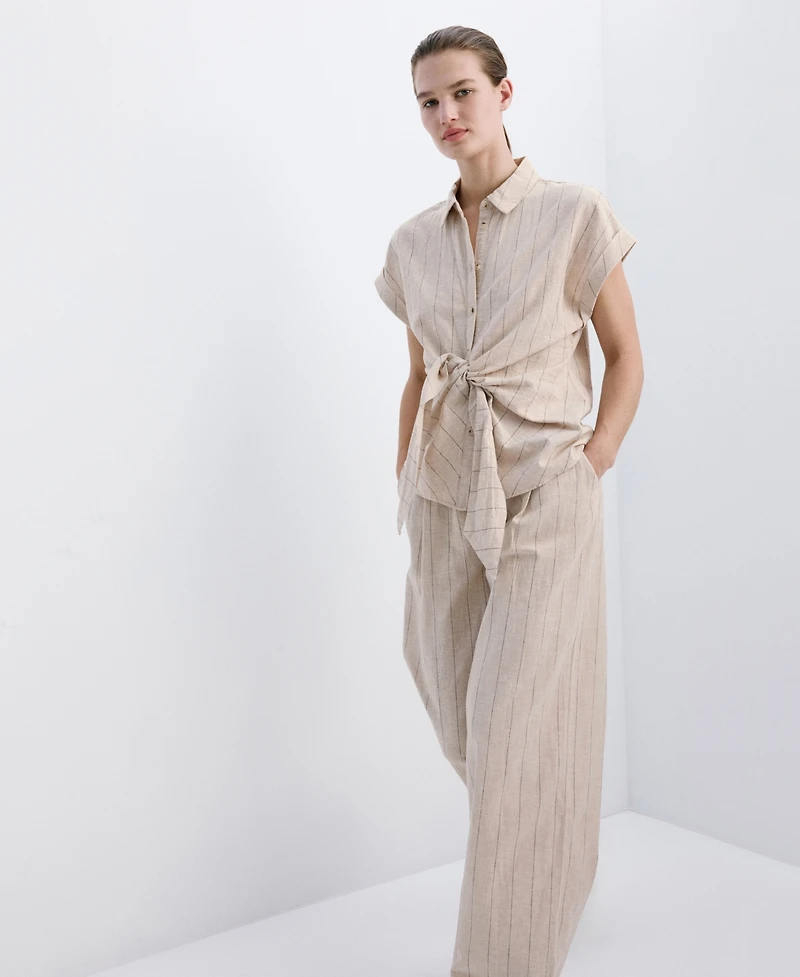 Mango Women's Pinstripe Linen Pants