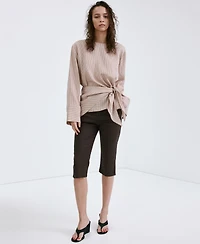 Mango Women's Linen Capri Pants