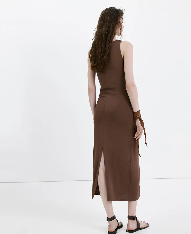 Mango Women's Side Ruching Draped-Neck Dress