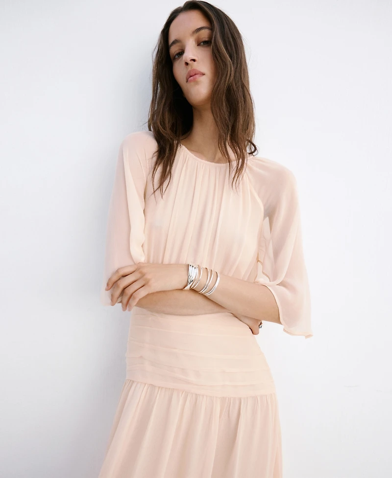 Mango Women's Ruched Chiffon Dress